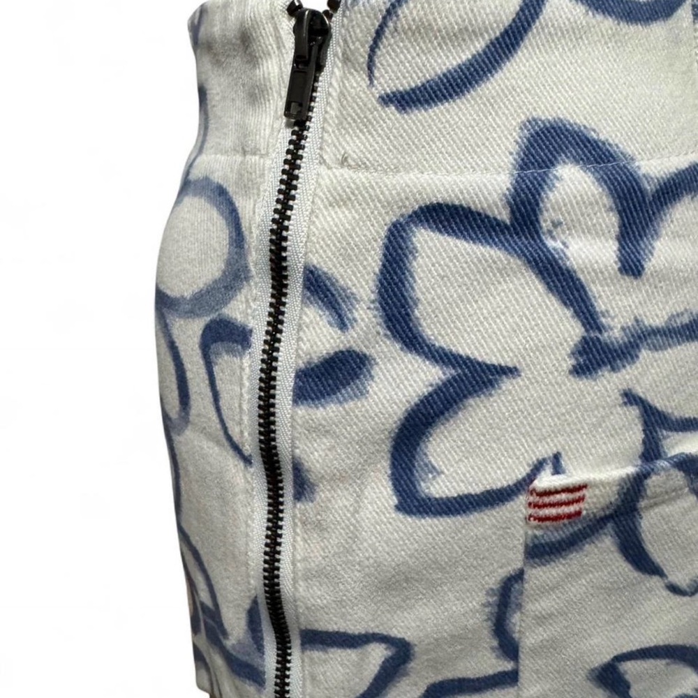 Urban Outfitters BDG Cream Mini Skirt with Blue Brushstroke Print - Picture 5 of 5